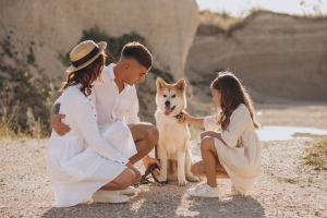 family with dog